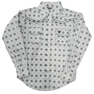 Cowgirl Hardware Western Shirt Girls 6/S Long Sleeve Cross detail Crystal Snaps